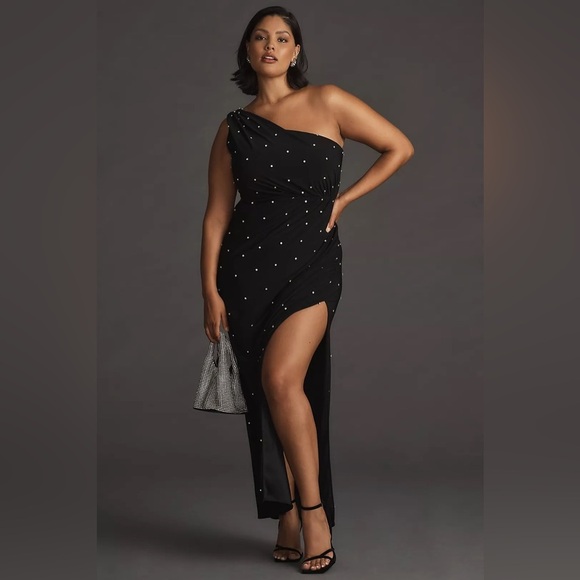 Mac Duggal 68354 NWT Rhinestone Embellished One-sleeve Side Cutout Dress - Picture 2 of 9